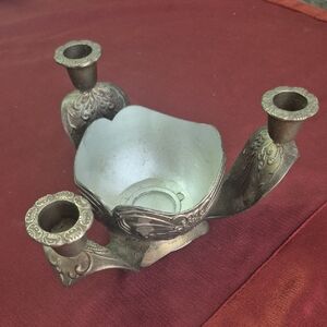 Godinger 1991 Elegant Silver and Bronze Tone Three Cup Lily Candle Holder